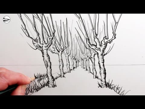 Preview of How to Draw Tree Avenue Van Gogh Narrated Drawing Tutorial for Beginners