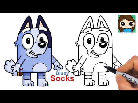 Preview of How to Draw Socks Heeler Dog | Bluey