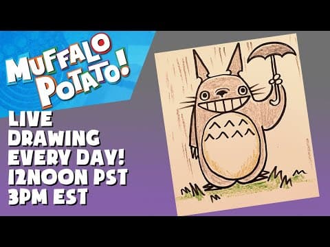 Preview of How To Draw TOTORO from STUDIO GHIBLI! #withme MUFFALO POTATO