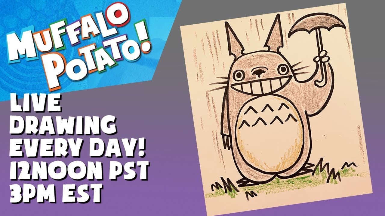 Preview of How To Draw TOTORO from STUDIO GHIBLI! #withme MUFFALO POTATO