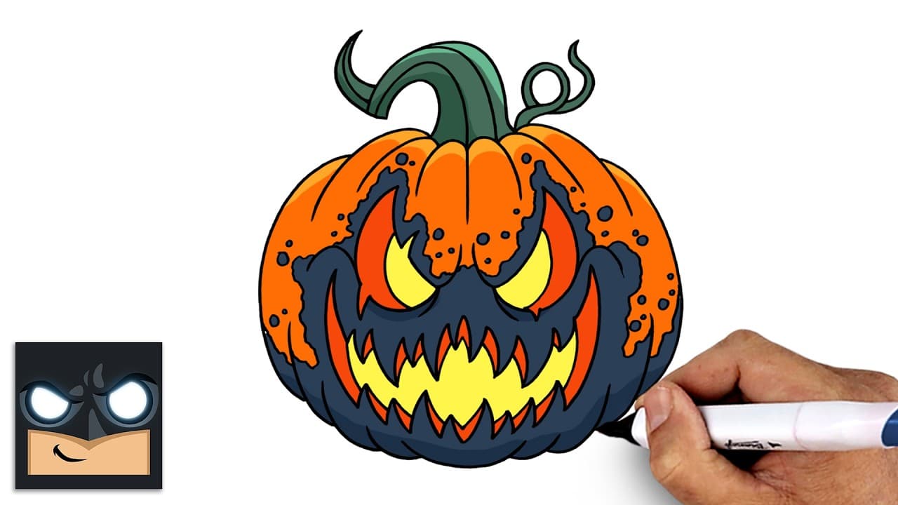 Preview of How to Draw Evil Halloween Pumpkin