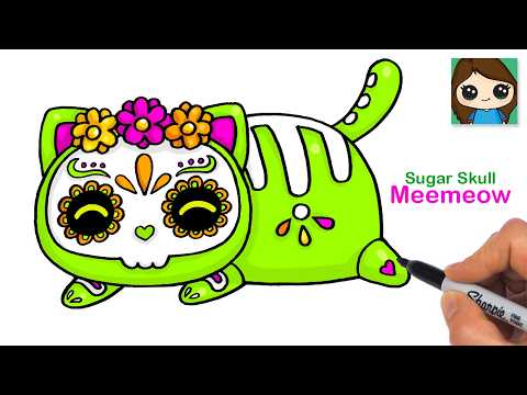 Preview of How to Draw a Sugar Skull Cat | Aphmau Halloween Meemeows