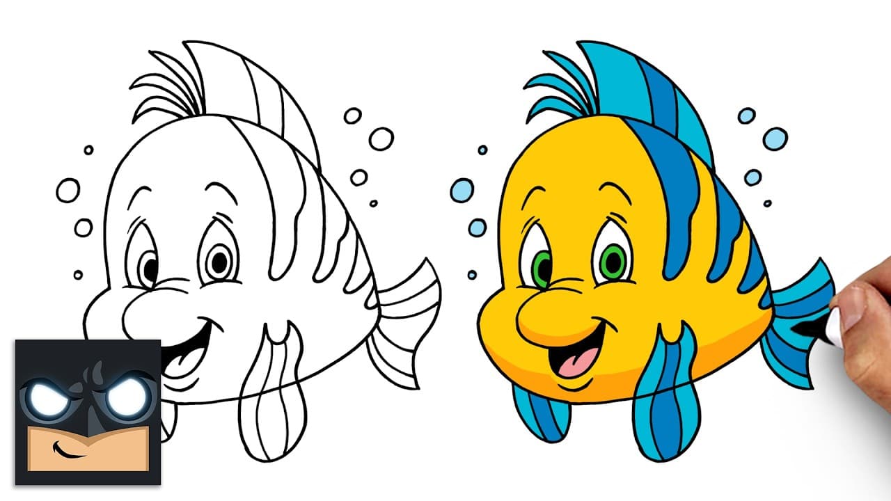 Preview of How to Draw Flounder | The Little Mermaid
