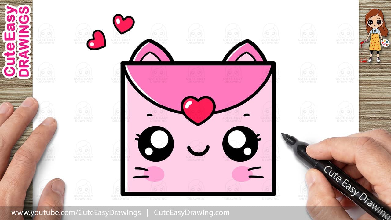 Preview of How to Draw a Cute Kitty Love Letter | Easy Kawaii Drawing for Kids & Toddlers!