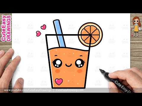 Preview of How to Draw a Cute Glass of Orange Juice | | Easy Step-by-Step Drawing for Kids!
