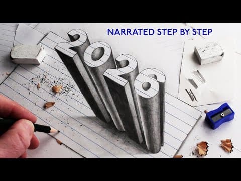 Preview of How to Draw 2026 with 3D Numbers Narrated for Beginners
