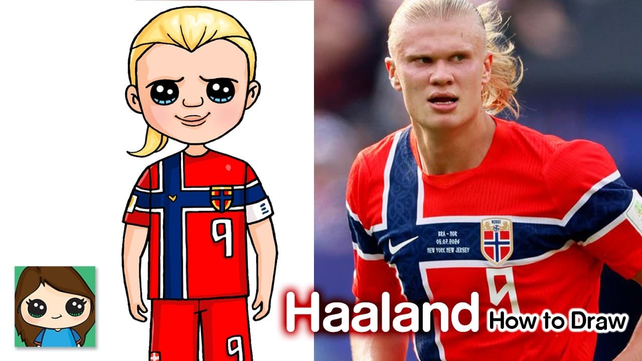 Preview of How to Draw Erling Haaland ⚽️ FIFA World Cup | Norway Football Soccer Player