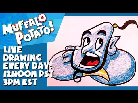 Preview of How To Draw GENIE from DISNEY'S ALADDIN with MUFFALO POTATO