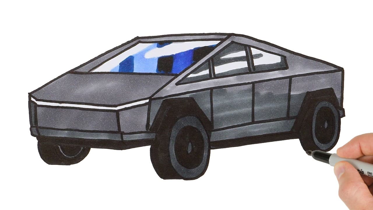 Preview of How to Draw a Tesla Cybertruck | Car Drawing