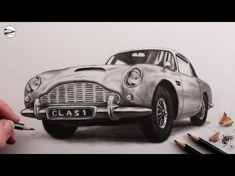 Preview of How to Draw a Realistic Car Narrated Drawing Tutorial: Aston Martin DB5