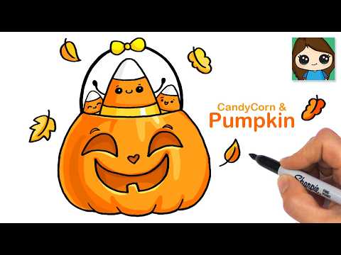 Preview of How to Draw a Pumpkin and Candy Corn π Halloween Fall Art