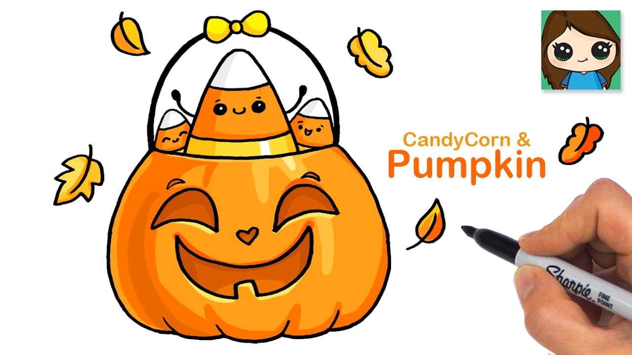Preview of How to Draw a Pumpkin and Candy Corn π Halloween Fall Art