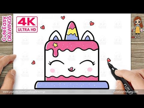 Preview of How to Draw a Unicorn Cake | Easy Drawing for Kids