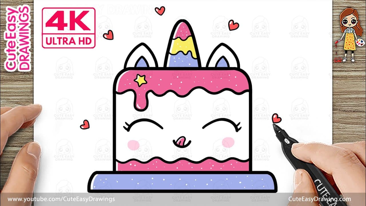 Preview of How to Draw a Unicorn Cake | Easy Drawing for Kids