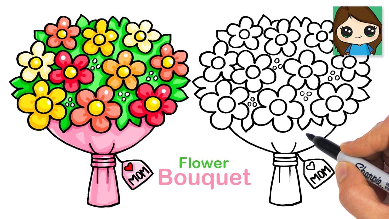 Preview of How to Draw a Flower Bouquet π Mother's Day Art