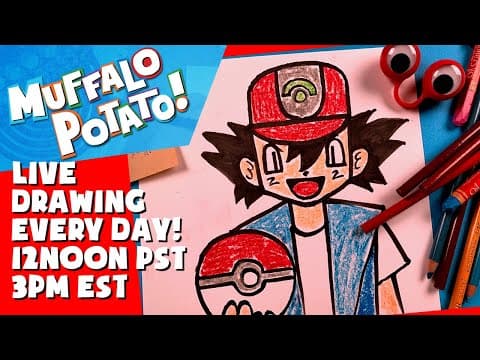 Preview of How To Draw ASH from POKEMON! #withme MUFFALO POTATO