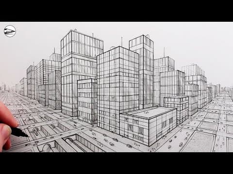 Preview of How to Draw a City using Two-Point Perspective Step-by-Step