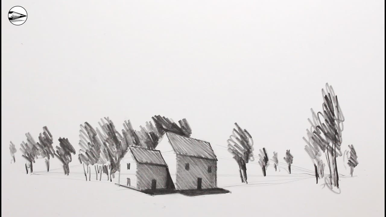 Preview of How to Draw a House Landscape: Narrated Pencil Sketch for Beginners