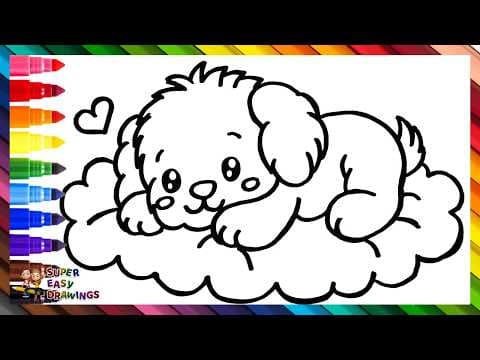 Preview of Draw and Color a Cute Dog On a Pillow πΆβ€οΈπ Drawings for Kids