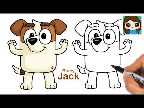 Preview of How to Draw Jack Russell Terrier | Bluey | Cartoon Dog Relaxing Follow Along Drawing