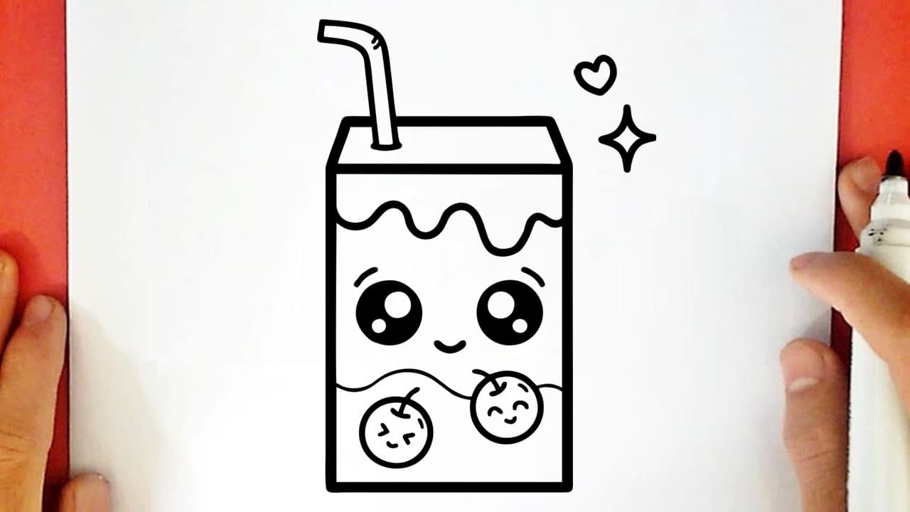 Preview of How to draw a CUTE CHERRY JUICE BOX