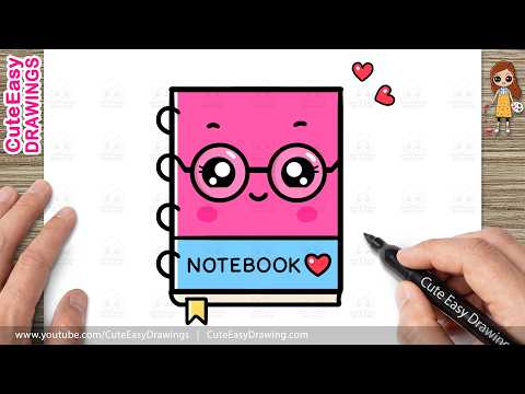 Preview of How to Draw a Cute Notebook | Easy Kawaii Notebook Drawing Step by Step for Kids and Toddlers!