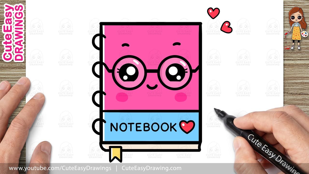Preview of How to Draw a Cute Notebook | Easy Kawaii Notebook Drawing Step by Step for Kids and Toddlers!