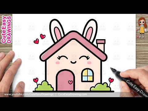 Preview of How to Draw a Cute Bunny House Easy | Kawaii Bunny House Drawing for Kids!