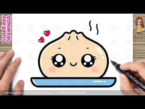 Preview of How to Draw a Cute Bao Dumpling | Easy Kawaii Dumpling Drawing Step by Step for Kids and Toddlers!