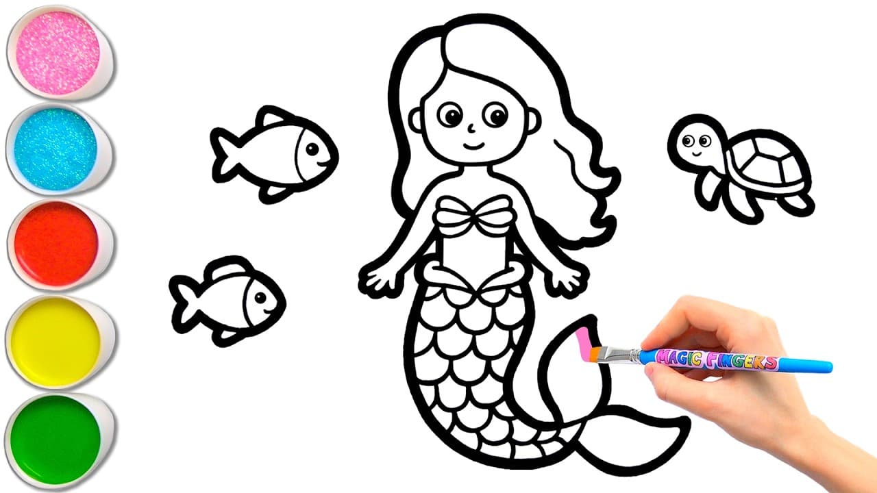 Preview of π§ββοΈπ Mermaid and Her Lovely Sea Friends | Mindful Drawing, Painting, Coloring for Kids #435