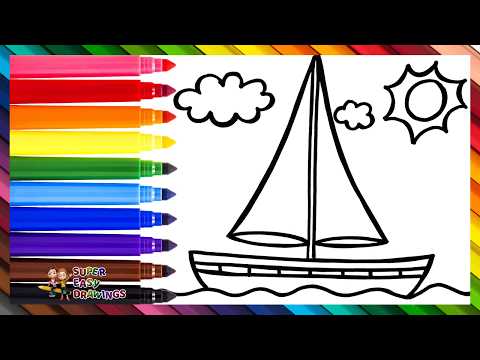 Preview of Draw and Color a Sailboat β΅ππ Drawings for Kids