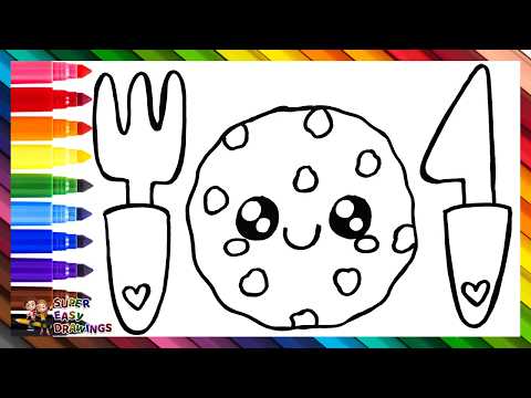 Preview of Draw and Color a Cookie with Cutlery πͺπ½οΈπ Drawings for Kids