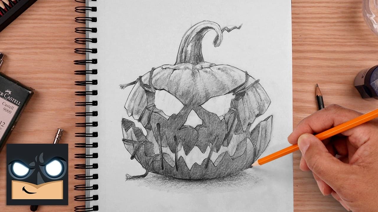 Preview of How to Draw Halloween Pumpkin | Sketch Sunday
