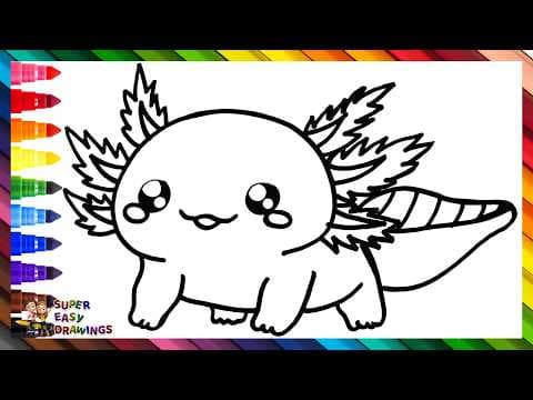 Preview of Draw and Color a Cute Axolotl πππ Drawings for Kids