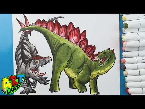 Preview of How to Draw a Stegosaurus vs Allosaurus