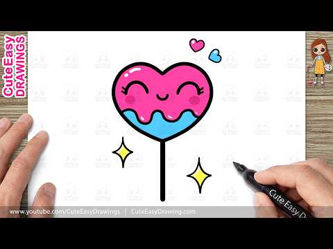 Preview of How to Draw a Cute Heart Lollipop Easy | Lollipop Drawing for Kids and Toddlers!