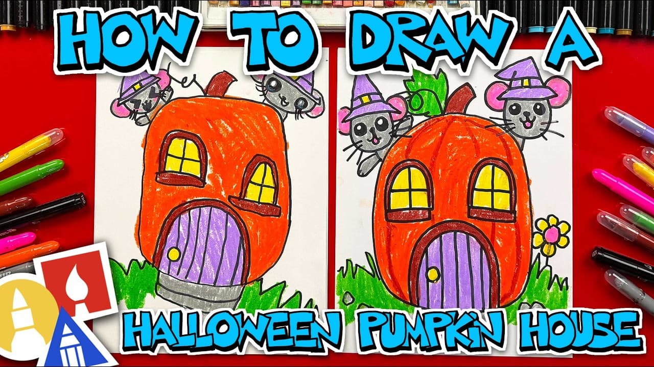 Preview of How To Draw A Halloween Pumpkin House