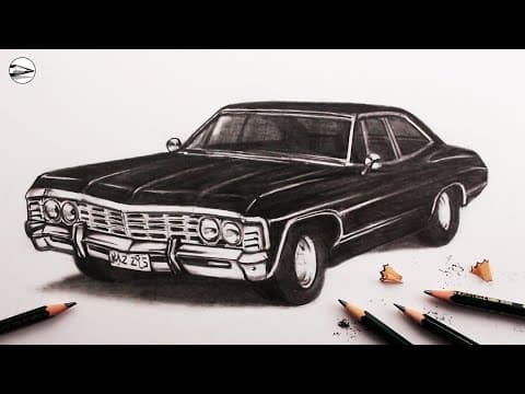 Preview of How to Draw a Realistic Car Narrated for Beginners: 67 Chevy Impala