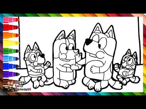 Preview of Draw and Color Bluey and Her Family πΆπ₯½ππ¦ Drawings for Kids