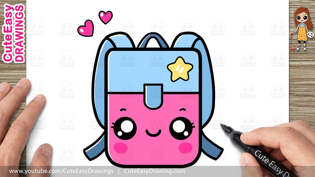 Preview of How to Draw a Cute Backpack | Easy Kawaii School Bag Drawing for Kids and Toddlers!