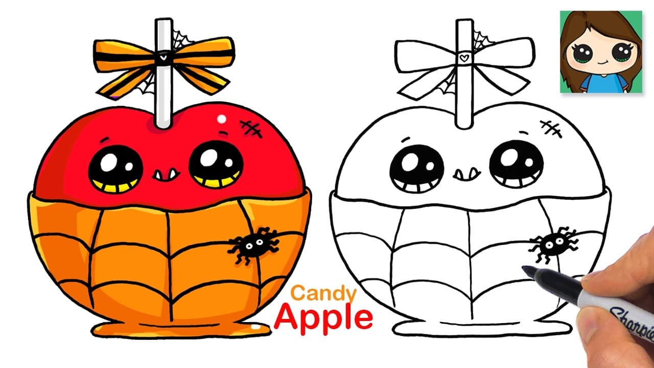 Preview of How to Draw a Spooky Candy Apple π Cute Halloween Drawing