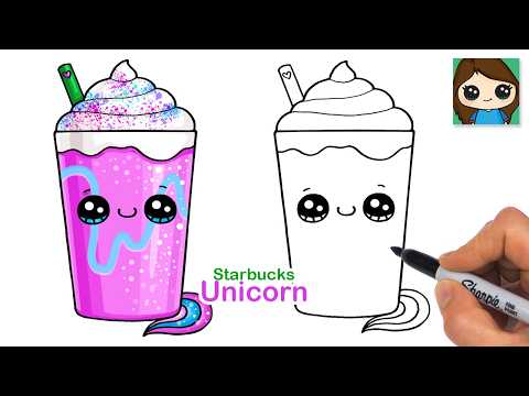 Preview of How to Draw a Unicorn Frappuccino | Starbucks Cute Drink