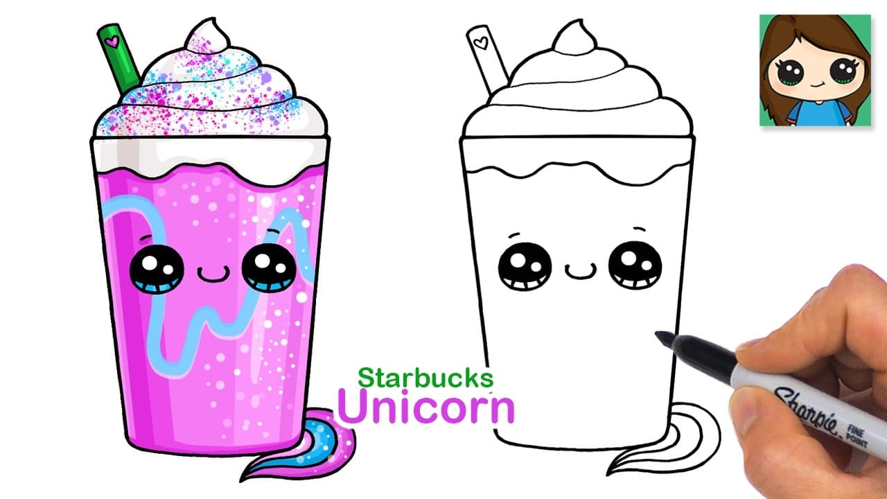 Preview of How to Draw a Unicorn Frappuccino | Starbucks Cute Drink