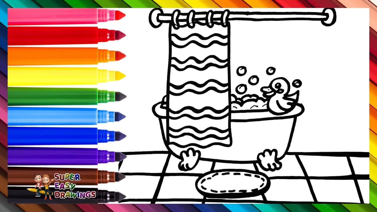 Preview of Draw and Color a Bathroom ππ¦π§΄π§ββοΈπ Drawings For Kids