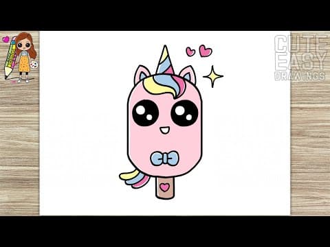 Preview of How to Draw a Cute Unicorn ice Cream, Easy Drawings Step by Step