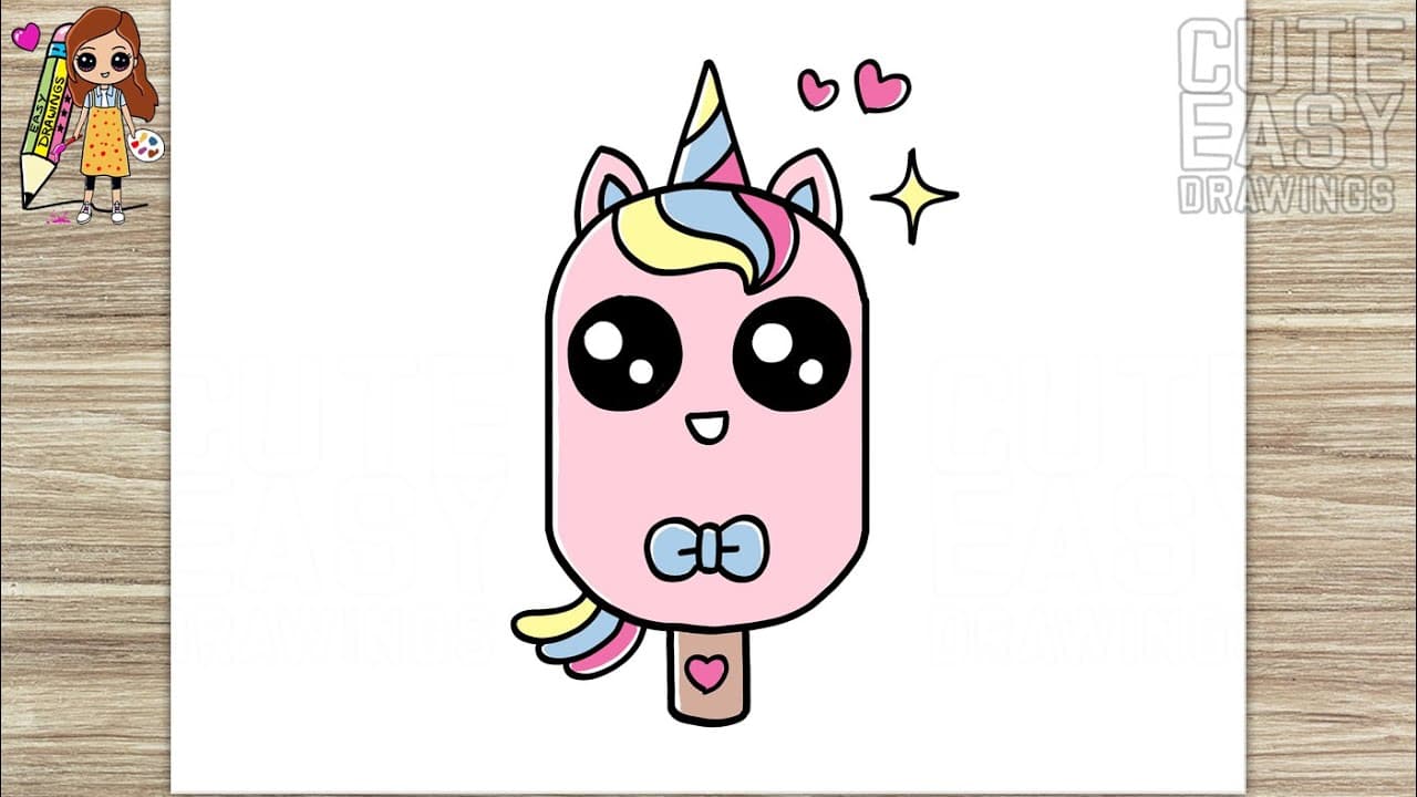 Preview of How to Draw a Cute Unicorn ice Cream, Easy Drawings Step by Step