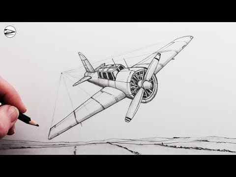Preview of How to Draw an Airplane for Beginners in One-Point Perspective