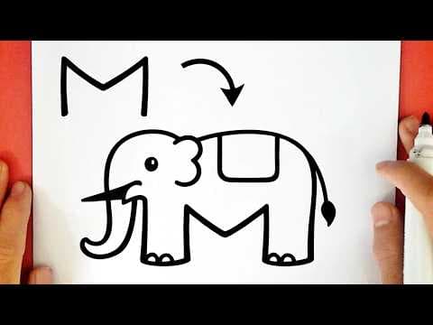 Preview of How to draw an ELEPHANT from the Letter M