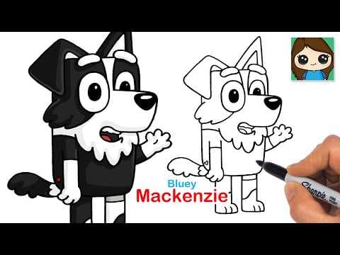 Preview of How to Draw Mackenzie Border Collie Dog | Bluey