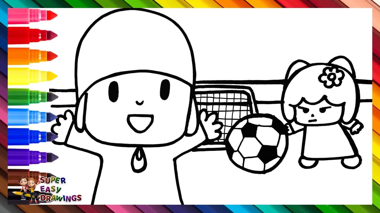 Preview of Draw and Color Pocoyo and His Friends Playing with Balls πΆβ½π§ππ¦ Drawings for Kids